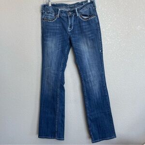 Cowgirl Tuff Co Women’s Blue Studded Western Bootcut Denim Jeans 28 Long